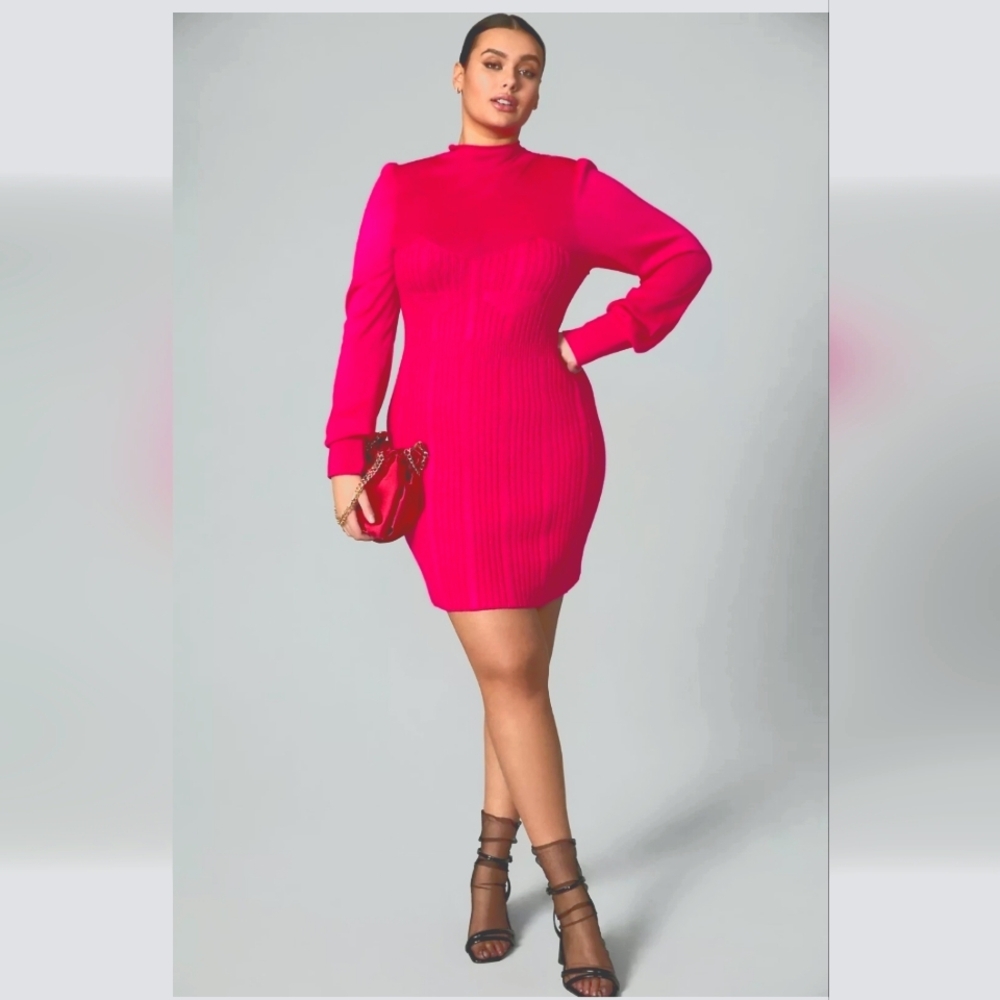 Anthropologie Turtleneck Sweater Dress Lightweight Rose Pullover Bodycon NWT SM - Picture 10 of 16